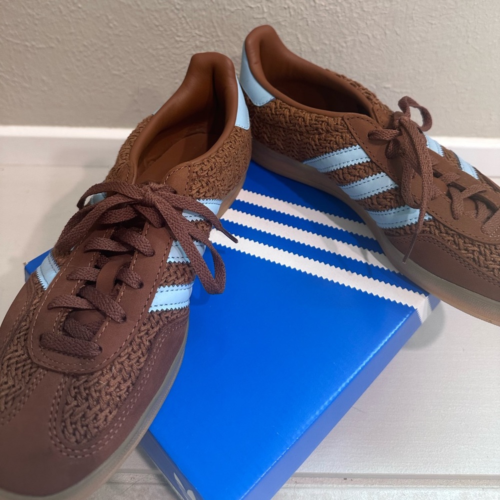 Adidas Gazelle Brown Woven Shoes Size 7.5 - Picture 4 of 6